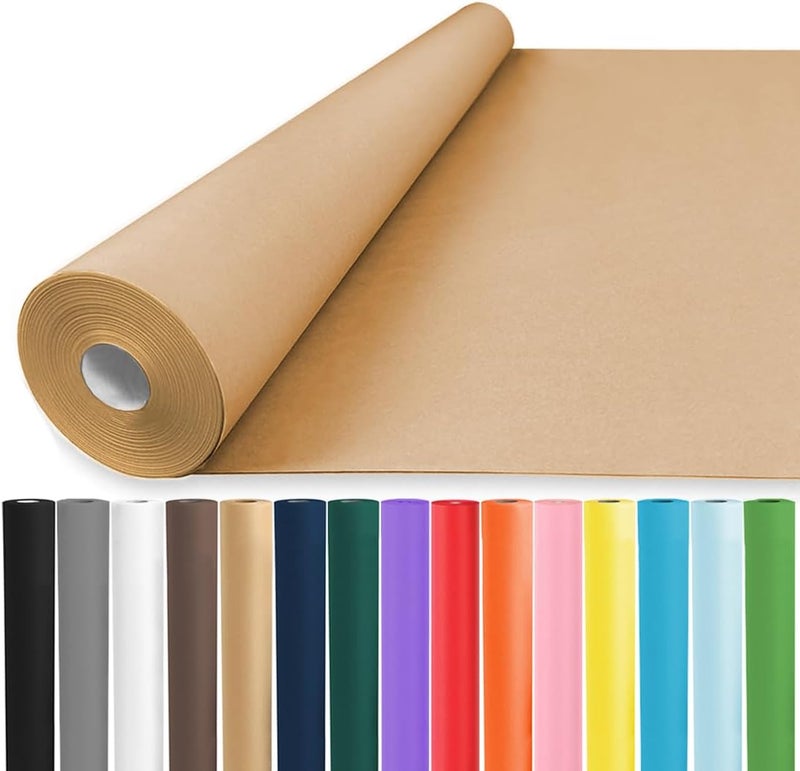 Vanhench 48"x1500"(125') Brown Wrapping Paper, Birthday Wrapping Paper, Solid Color Art Kraft Craft Paper for Thanksgiving Gift Wrapping, Bouquet Flower Crafts Packing Poster Bulletin Board Paper - Image 1